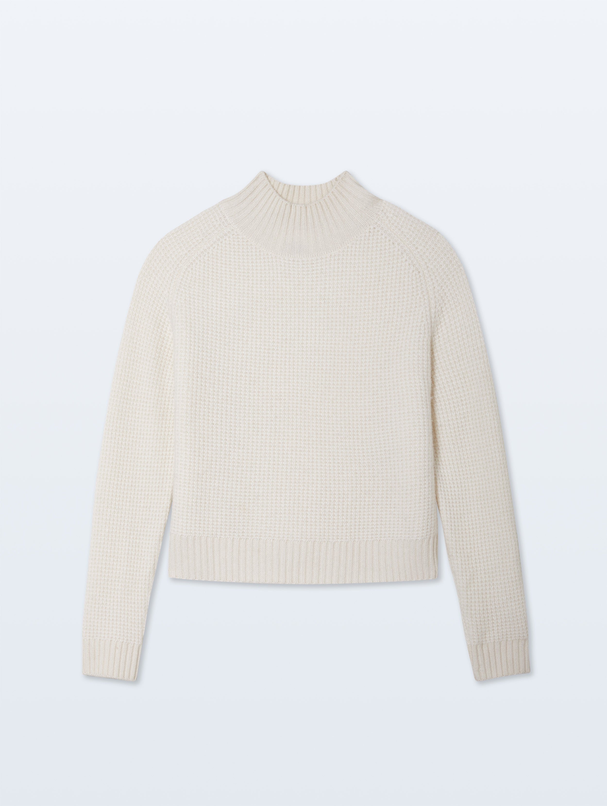 Cashmere Luxe Waffle Standneck | Soft White
