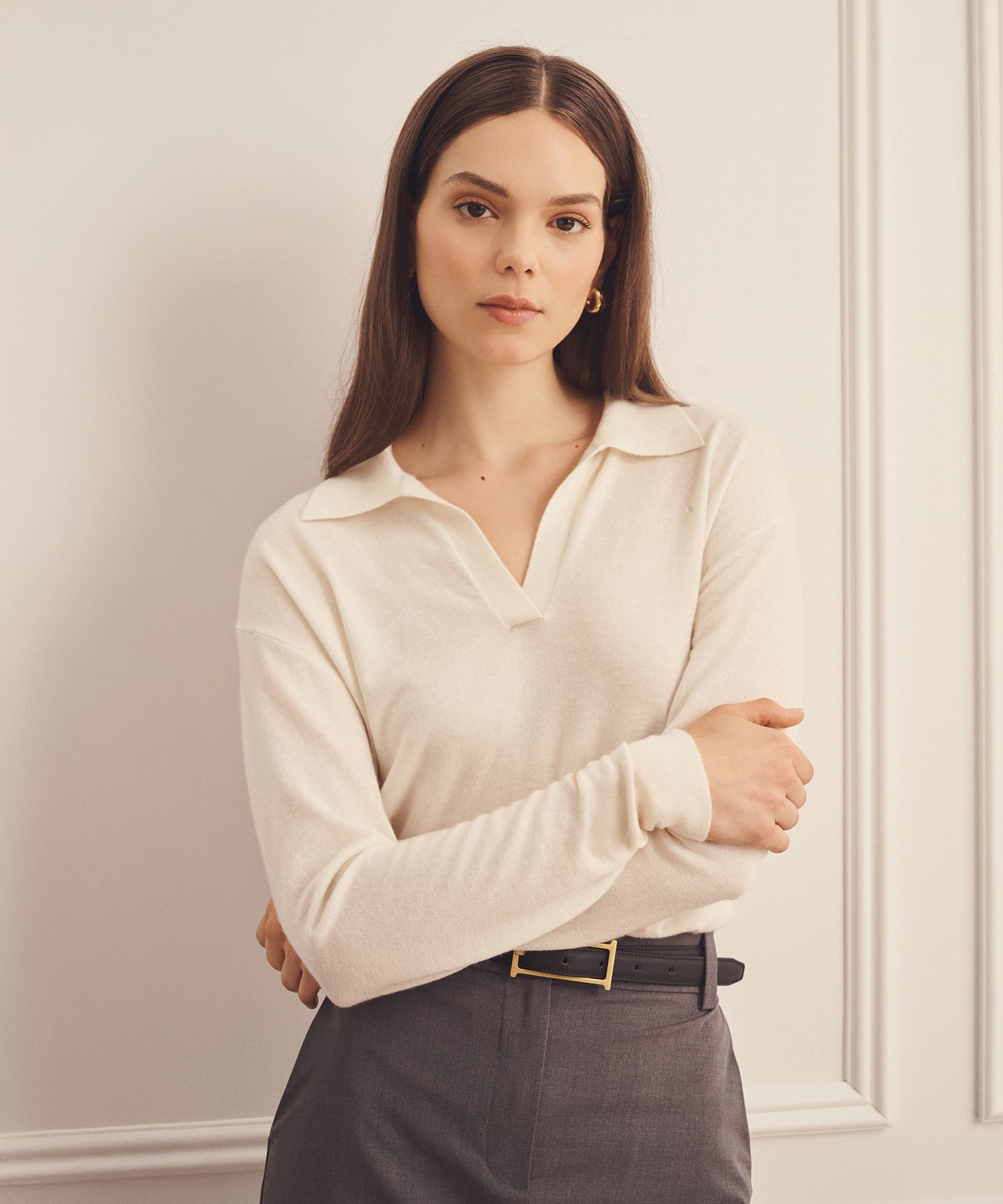 Super Fine Cashmere Long Sleeve Polo