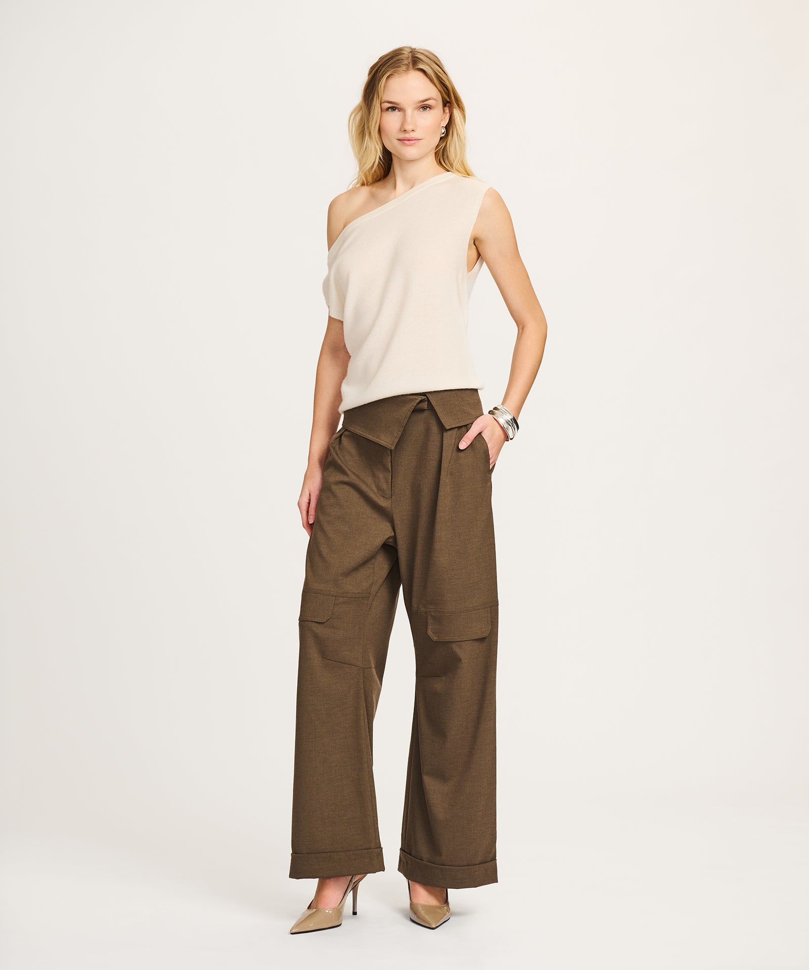 Lightweight Cashmere Off The Shoulder Tank