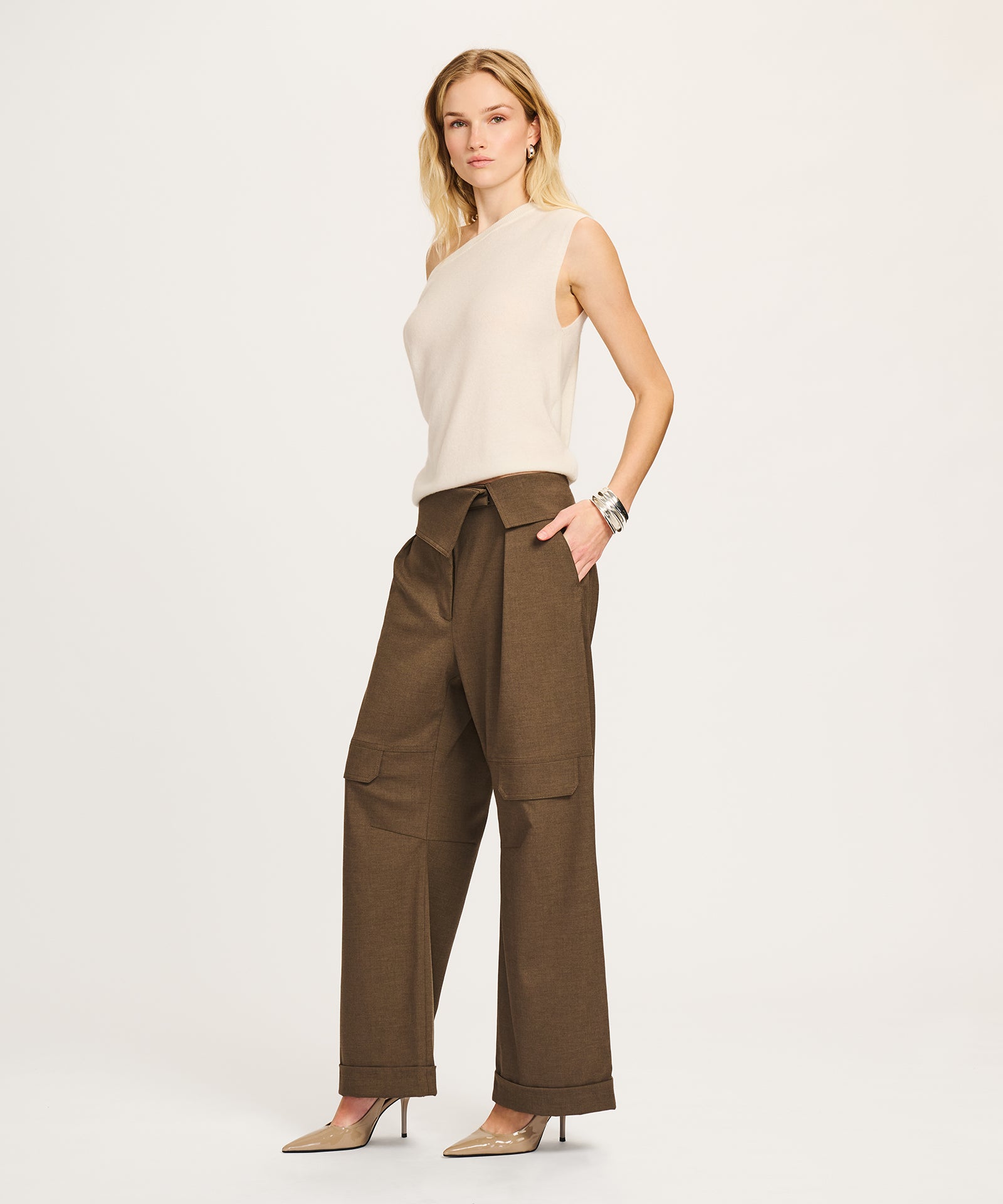 Lightweight Cashmere Off The Shoulder Tank