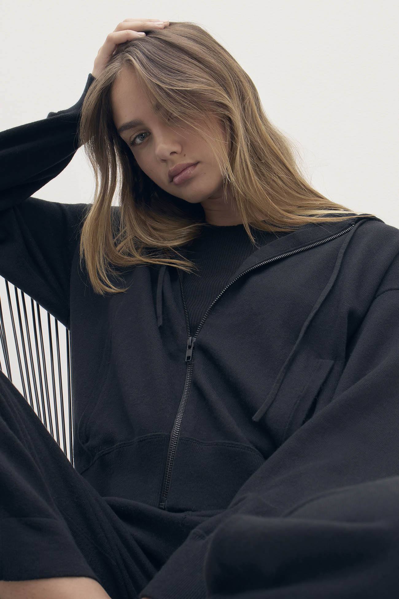 SERENA COTTON CASHMERE ZIP-UP HOODIE