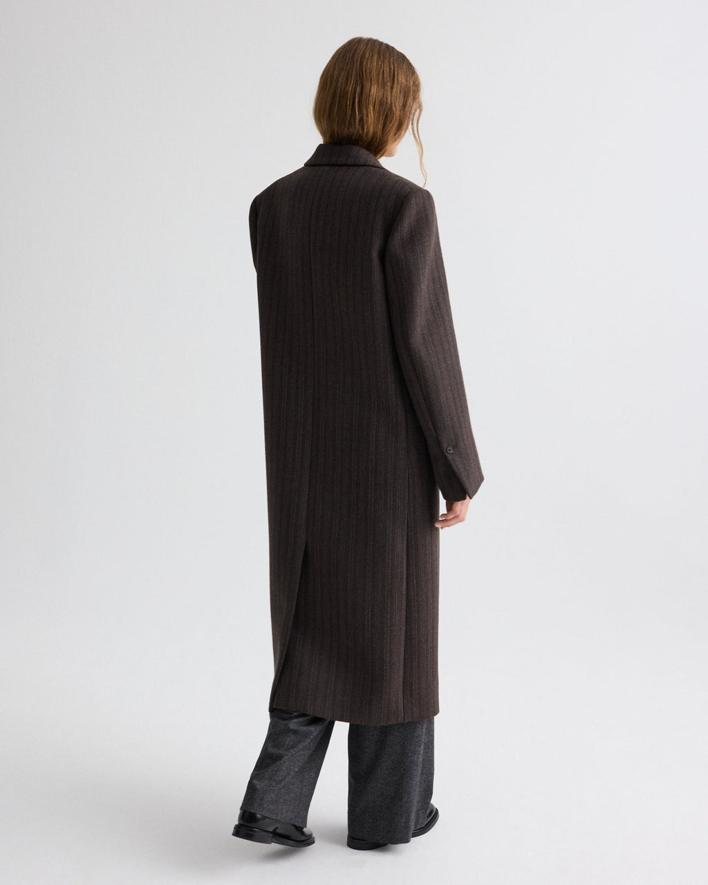 Mattie Coat in Dotted Stripe Suiting