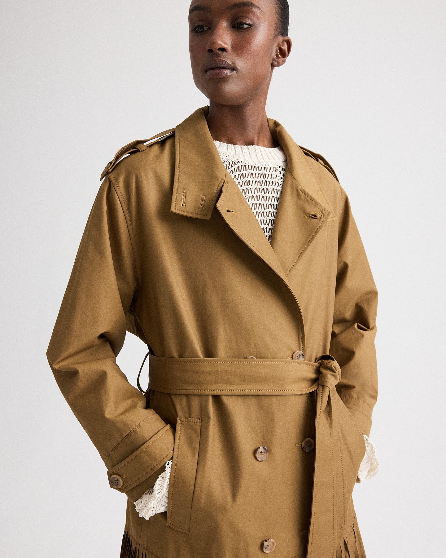 Fringe Benefit Coat in Water Repellent Twill