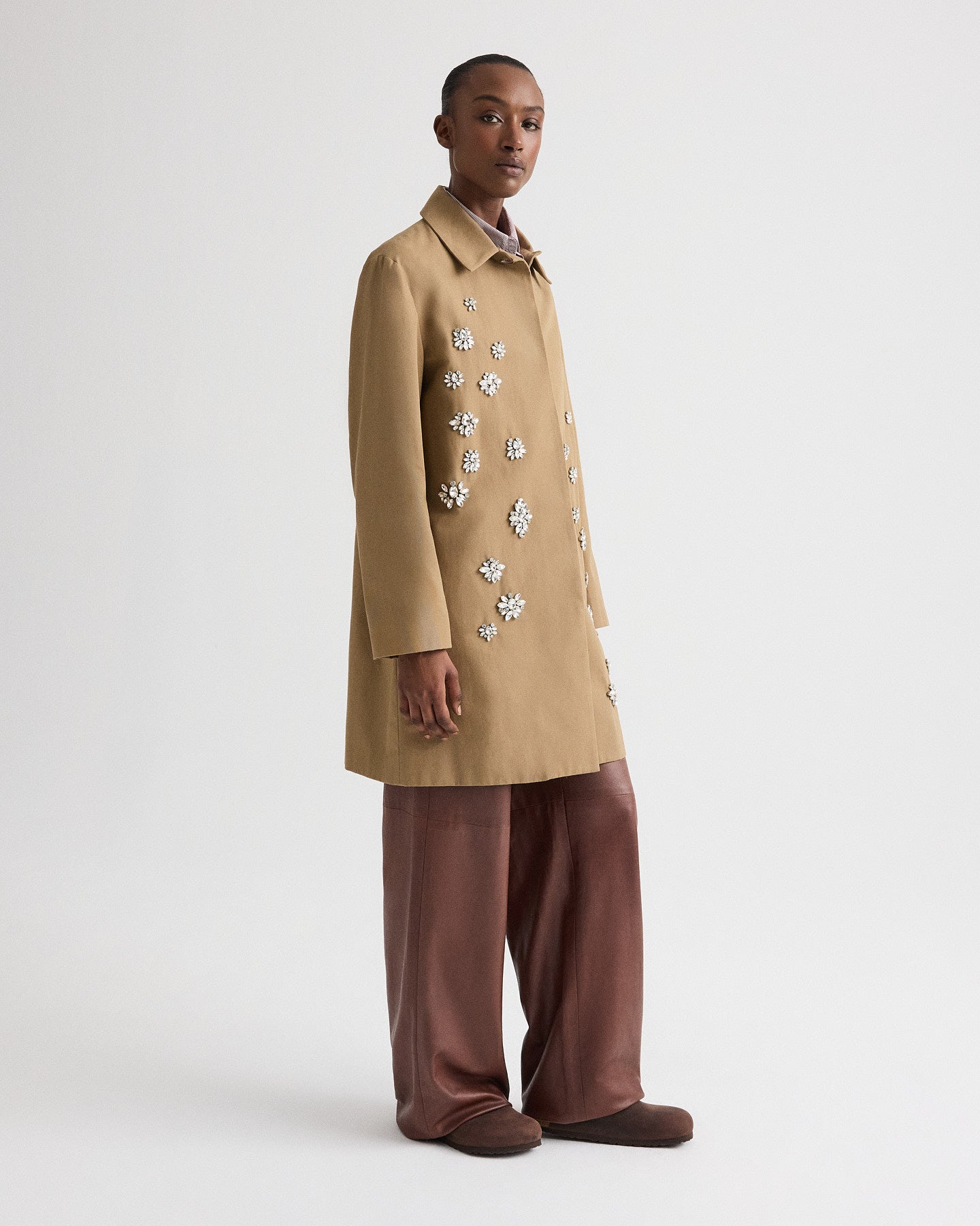Edinburgh Coat with Crystals in Water-Repellent Cotton Canvas