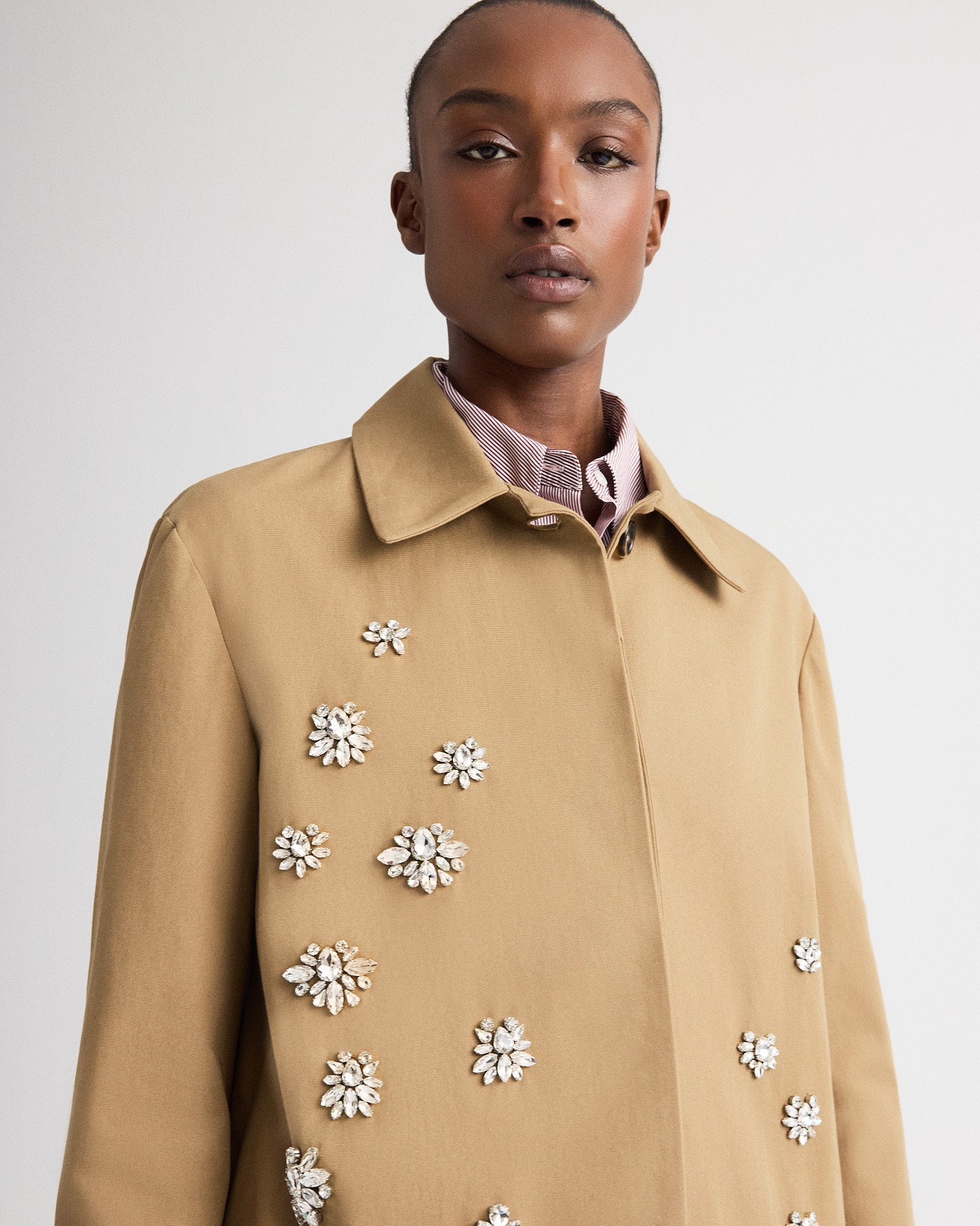 Edinburgh Coat with Crystals in Water-Repellent Cotton Canvas